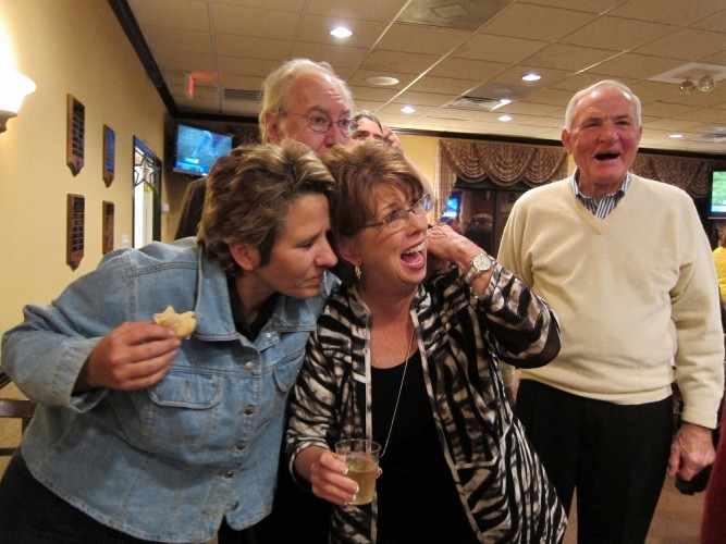 Sue Sadler (right) celebrates her election to the Stonehouse District seat on the JCC Board of Supervisors. (Kirsten Petersen/WYDaily)