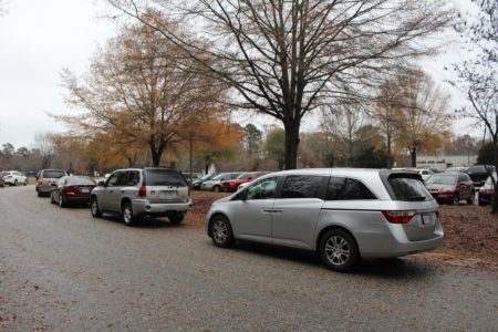 Parents wait in their cars for their children to be dismissed from Clara Byrd Baker Elementary School Dec. 2, 2015. (Ty Hodges/ WYDaily)