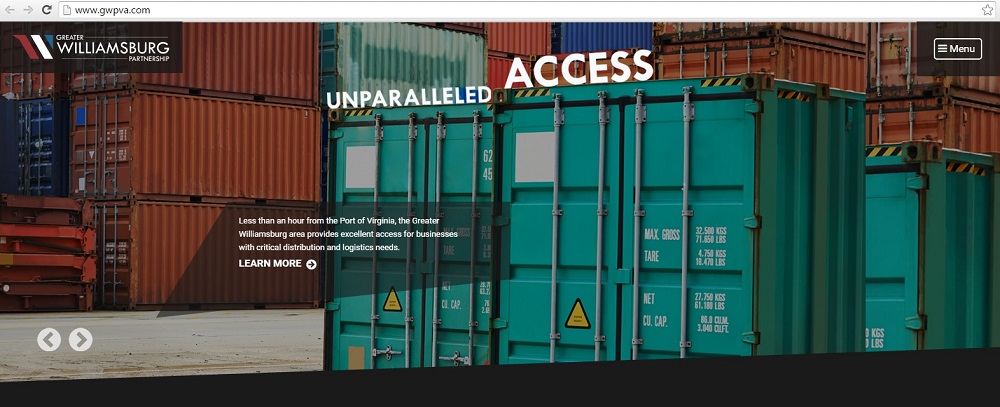 A screenshot of the Greater Williamsburg Partnership website.