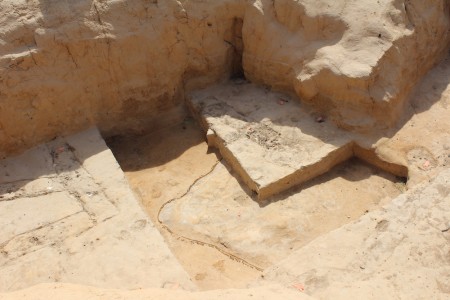 The outline of where a well will soon be excavated inside the remains of a cellar just outside James Fort. (Elizabeth Hornsby/WYDaily)