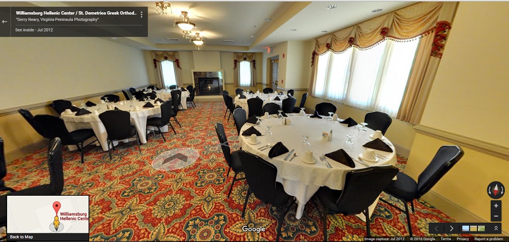 Neary took panoramic photographs of the Williamsburg Hellenic Center. (screencap via Google Maps)