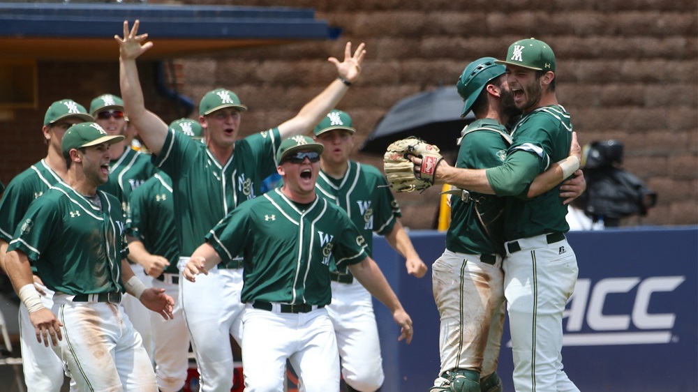 William & Mary baseball players celebrate a victory over Virginia. (Photo courtesy of Tribe Athletics)