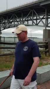 Moore taking a stroll at Yorktown Beach./Photo by Jennifer Holden.