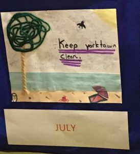 Madison, a fourth-grader at Yorktown Elementary School, was one of 13 winners of the York County Beautification Committee’s annual “Beautiful York County” calendar contest this fall. Her artwork, which used yarn and featured a beach scene, was chosen for the month of July. (Courtesy York-Poquoson Sheriff's Office)