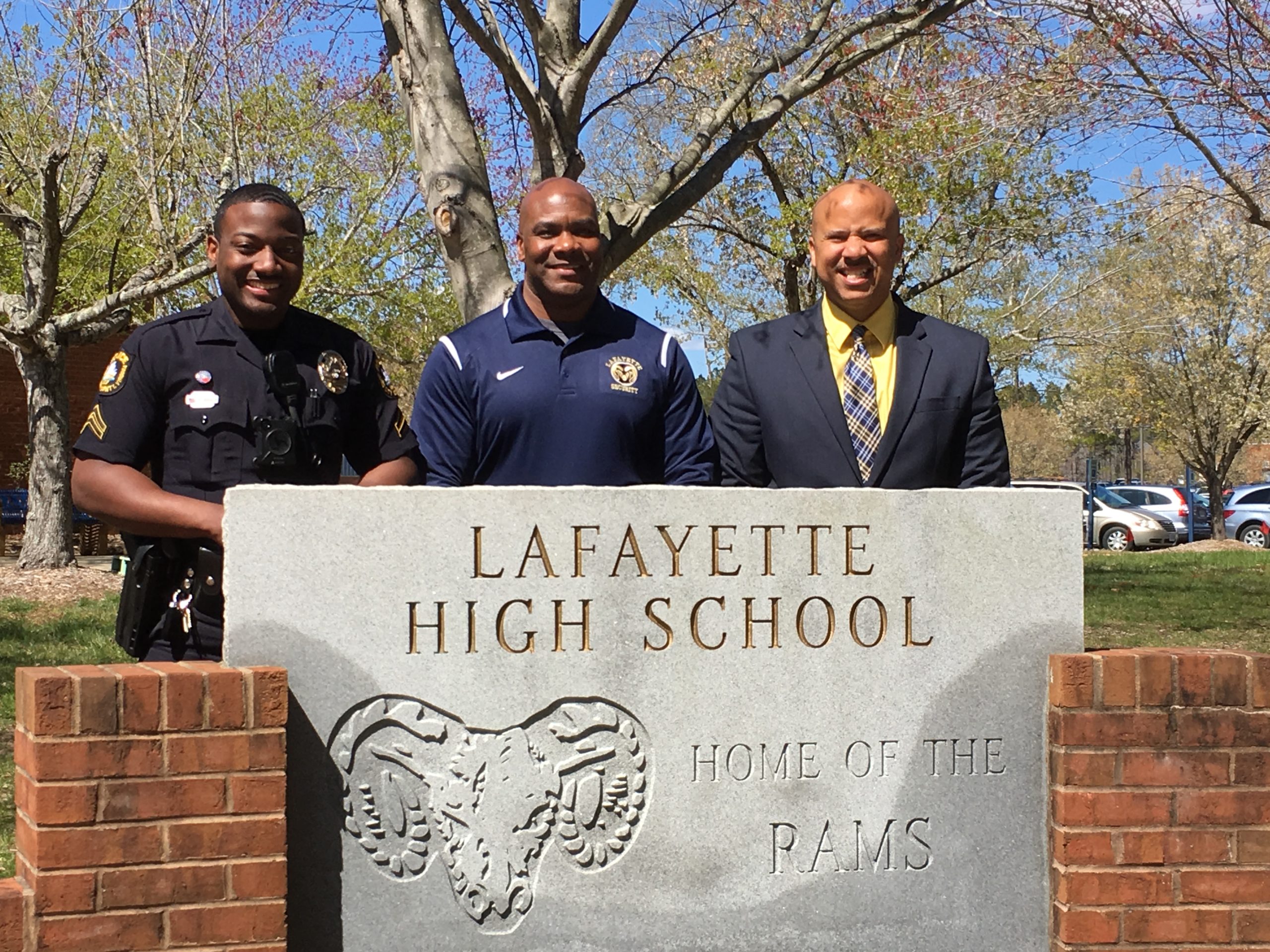 Three staff members at Lafayette High School, Andre McLaughlin (left), William Capers and Archie Jefferson, started the program Men of Vision and Purpose in 2016 . (Alexa Doiron/WYDaily)