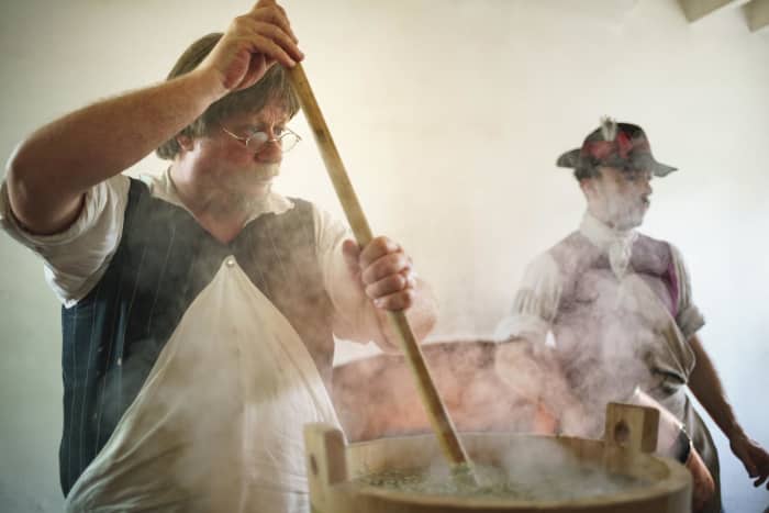Photo of beer making at Colonial Williamsburg