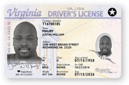 REAL ID compliant driver's licenses look just like a regular license but have a star on the upper right. (WYDaily photo/Courtesy Virginia DMV)