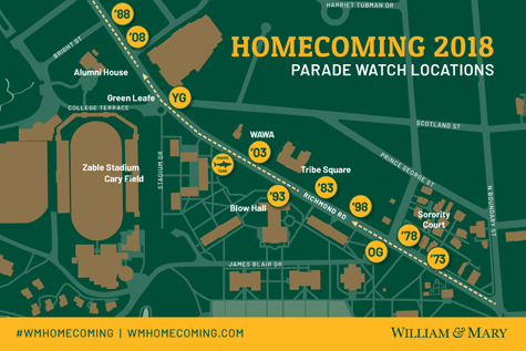 The parade route for William & Mary's homecoming. (WYDaily/ Courtesy William & Mary)
