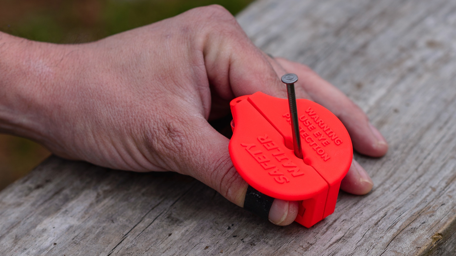 Safety Nailer enables users to hold a nail in place with a smaller risk of striking a finger. (WYDaily/ Courtesy Safety Nailer)