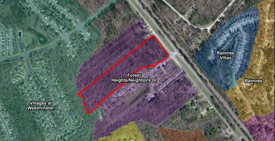Wayne Harbin Builder Inc. has submitted an application to develop 6015 Richmond Road, requesting the county amend previously adopted proffers and master plan for Forest Heights, allowing the builder to add 46 “affordable” townhomes, a mini-storage facility and a residential dwelling unit for a storage unit caretaker. (WYDaily/Courtesy JCC)