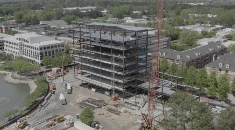 Screenshot of W.M. Jordan's aerial footage of the construction site at City Center (WYDaily/ Julia Marsigliano)