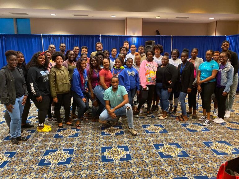 Students displaced from the University of Bahamas-north campus gather to hear the announcement they'll receive another semester free at Hampton University. (WY Daily/Courtesy Hampton University)