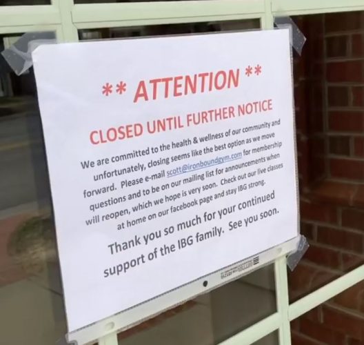 In a Facebook video on Wednesday, Iron-Bound Gym announced it would be closing for the foreseeable future as the coronavirus outbreak continues in the local area. (WYDaily/Iron-Bound Gym Facebook)