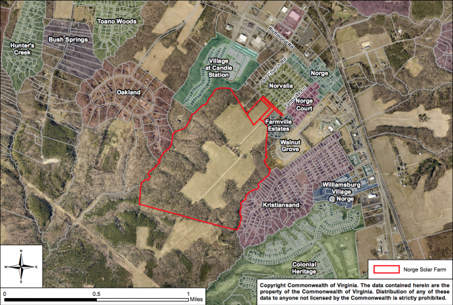 The James City County Board of Supervisors approved a special use permit to extend the construction deadline of the proposed solar farm site in Norge. (WYDaily/ Courtesy of James City Planning Commission)