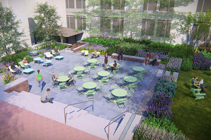 A pilot study confirmed that the W&M community values opportunities to connect with nature. To fill this need, students studying advanced architecture developed the idea of building a patio at Swem library. (WYDaily/Cpurtesy of W&M News)